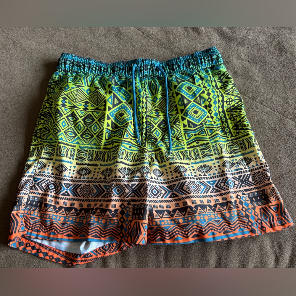 George Blue and Black Patterned Swim Shorts